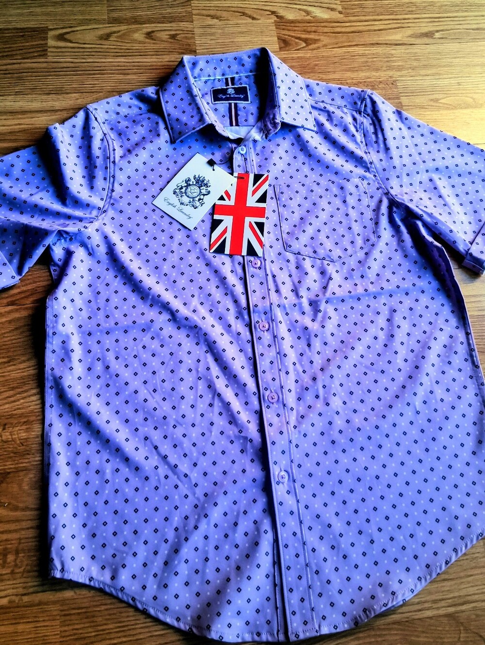 NWT Mens dressy Shirt by English Laundry. Purple Woth Pattern, Sz S,MSRP $78
